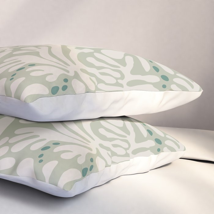 Matisse minimalistic leave pattern light sage green Pillow Sham Gallery Image 3