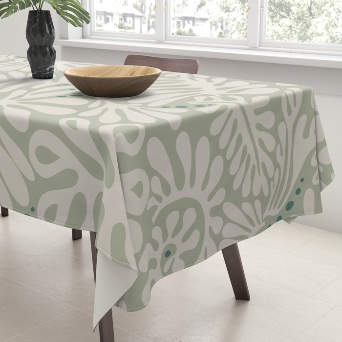 Matisse minimalistic leave pattern light sage green Tablecloth Gallery Image 3