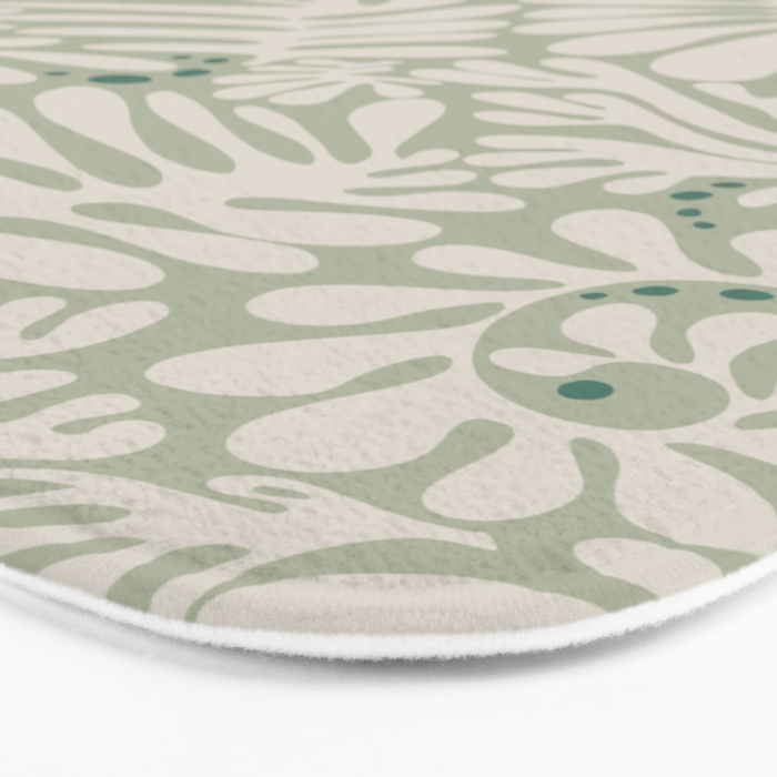 Matisse minimalistic leave pattern light sage green Bath Mat Gallery Image 3