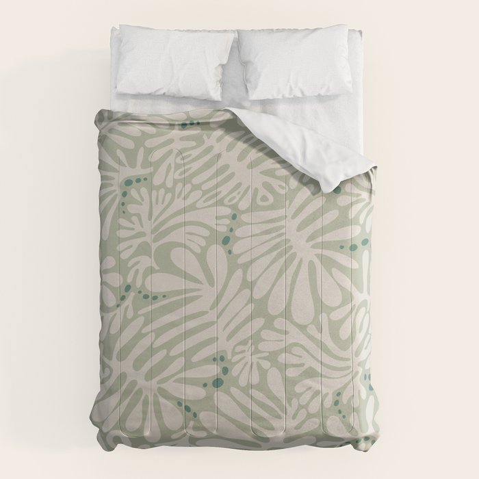 Matisse minimalistic leave pattern light sage green Comforter Gallery Image 1