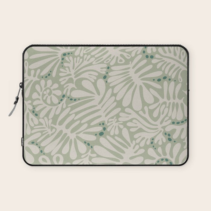 Matisse minimalistic leave pattern light sage green Laptop Sleeve Gallery Image 1