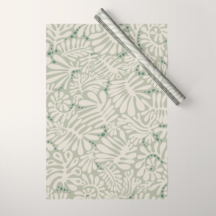 Matisse minimalistic leave pattern light sage green Wrapping Paper Gallery Image 1