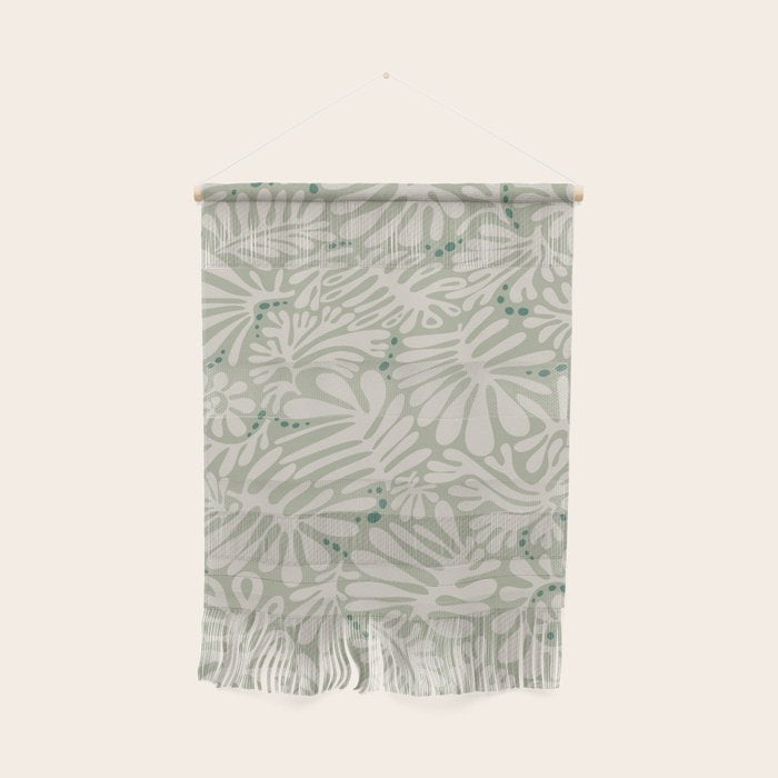Matisse minimalistic leave pattern light sage green Wall Hanging Gallery Image 1