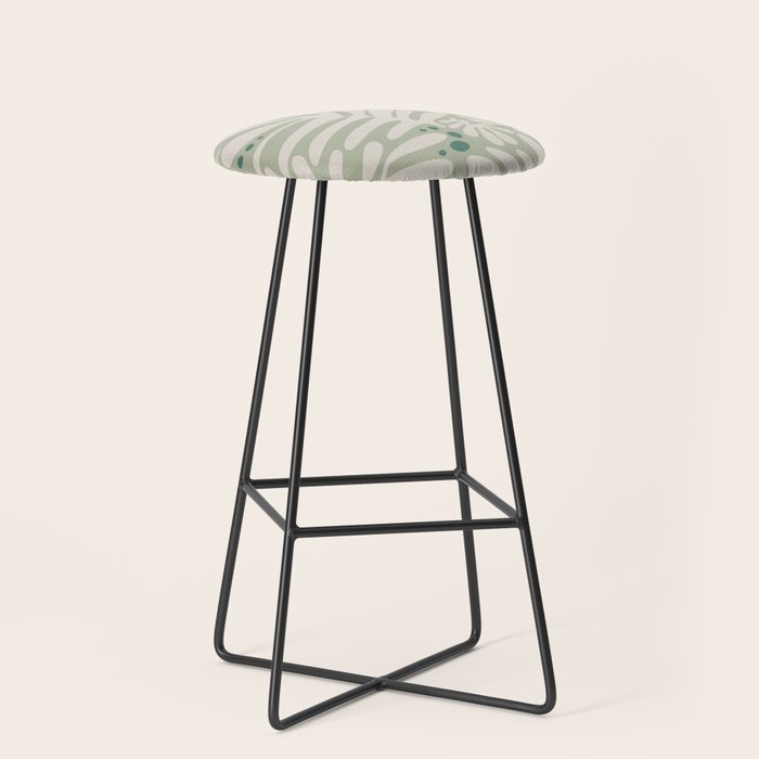 Matisse minimalistic leave pattern light sage green Stool Gallery Image 1