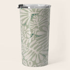 Matisse minimalistic leave pattern light sage green Travel Mug Gallery Image 3
