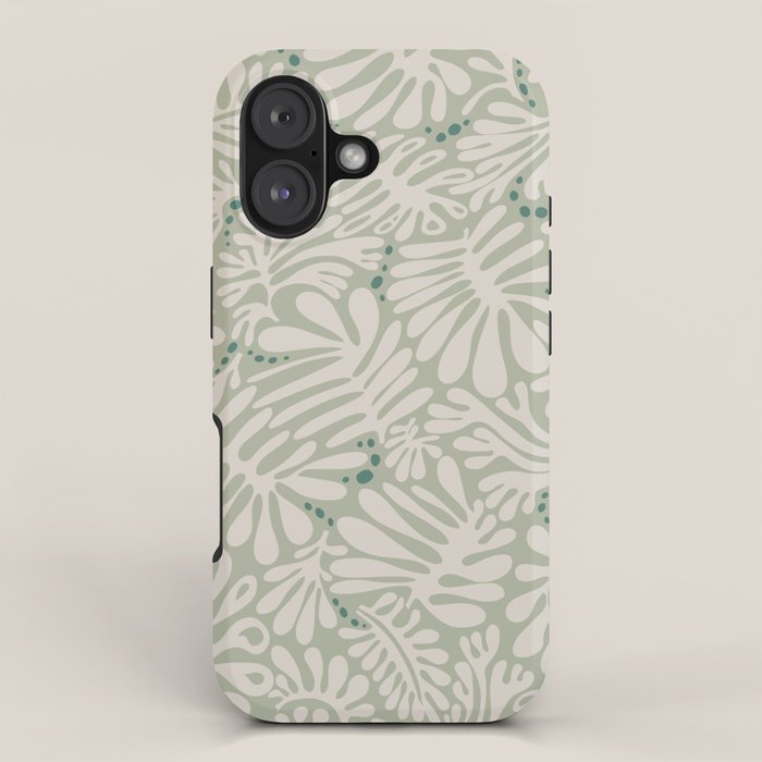 Matisse minimalistic leave pattern light sage green iPhone Case Gallery Image 1