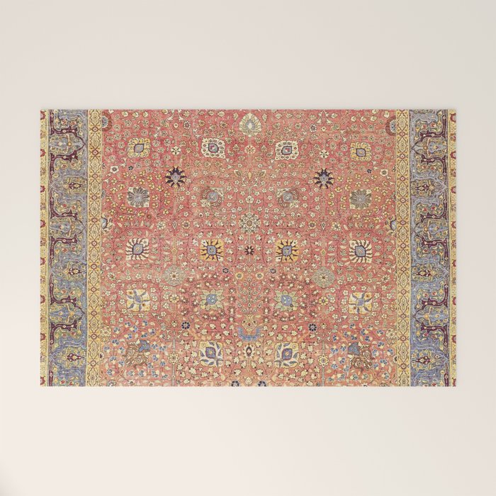 Antique Turkish Coral Koum Kapi  Welcome Mat Gallery Image 1