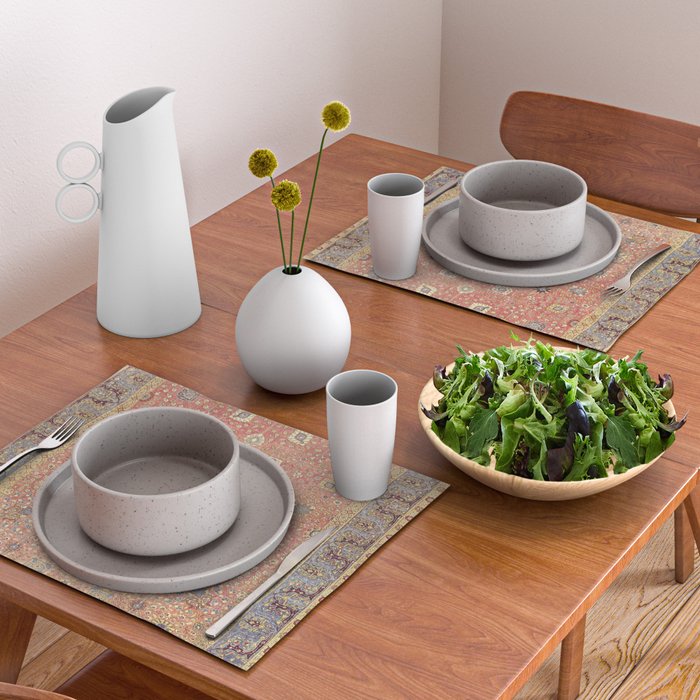 Antique Turkish Coral Koum Kapi  Placemat Gallery Image 2