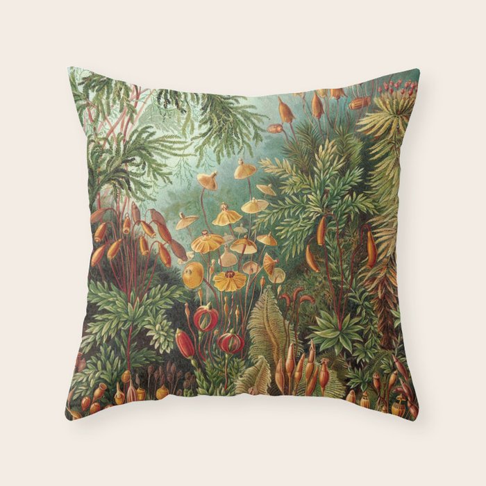 Ernst Haeckel Muscinae Microscopic Landscape Throw Pillow Gallery Image 6