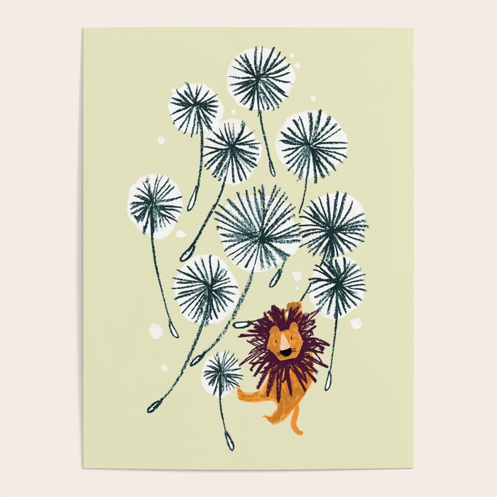 Lion on dandelion Poster Gallery Image 4