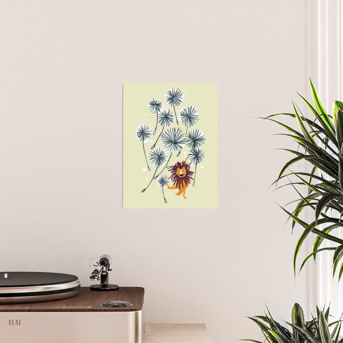 Lion on dandelion Poster Gallery Image 2