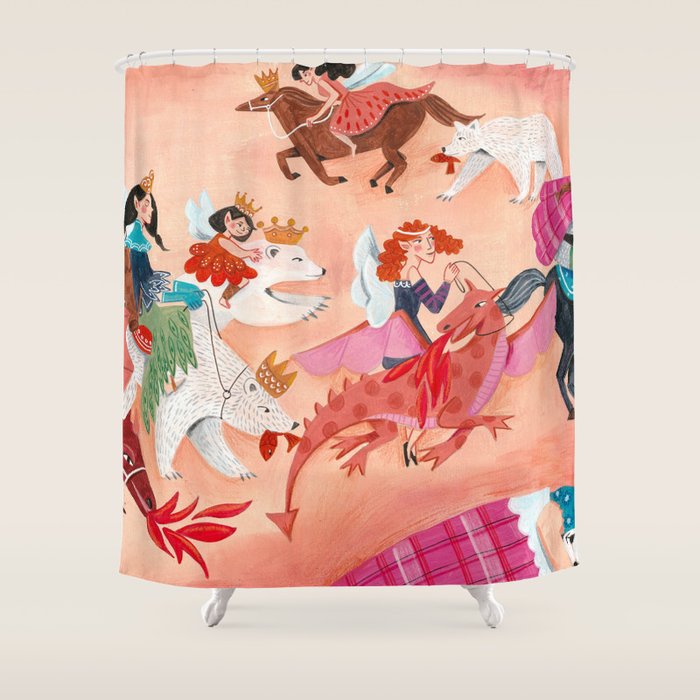 Fairies Bears And Dragons Dream Shower Curtain
