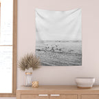 Seagulls II  | Fine art black and white beach photography | The Netherlands Wall Tapestry Gallery Image 2