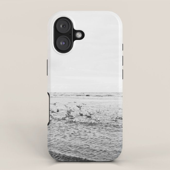 Seagulls II  | Fine art black and white beach photography | The Netherlands iPhone Case Gallery Image 1