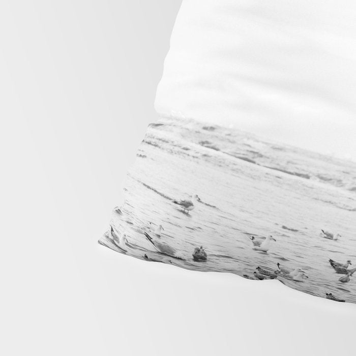 Seagulls II  | Fine art black and white beach photography | The Netherlands Pillow Sham Gallery Image 4