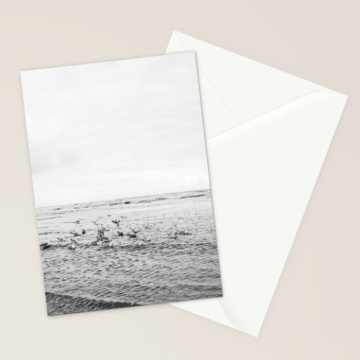 Seagulls II  | Fine art black and white beach photography | The Netherlands Stationery Card Gallery Image 2
