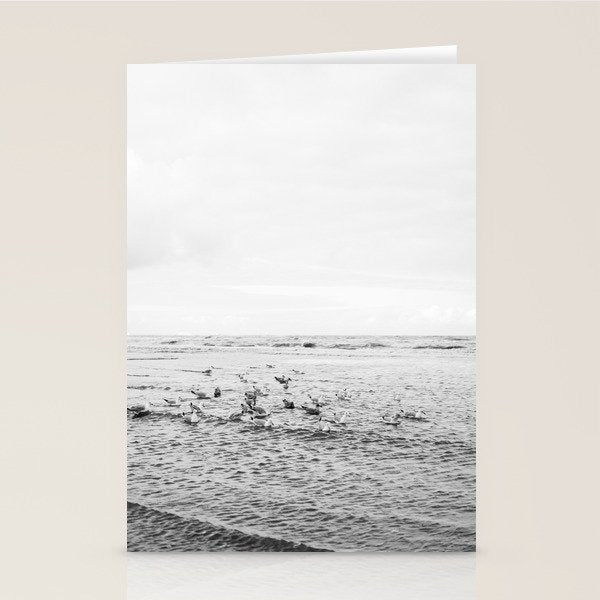 Seagulls II  | Fine art black and white beach photography | The Netherlands Stationery Card Gallery Image 1