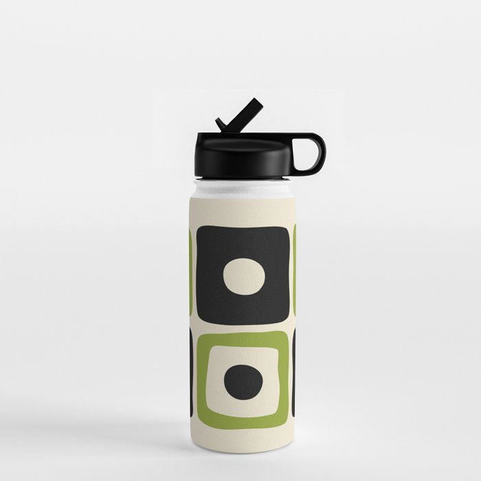 Mid Century Modern Scandinavian Pattern 592 Black and Chartreuse Water Bottle Gallery Image 1