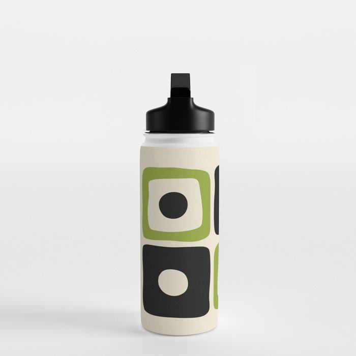 Mid Century Modern Scandinavian Pattern 592 Black and Chartreuse Water Bottle Gallery Image 3