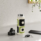 Mid Century Modern Scandinavian Pattern 592 Black and Chartreuse Water Bottle Gallery Image 4