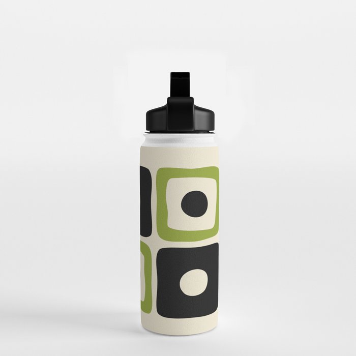 Mid Century Modern Scandinavian Pattern 592 Black and Chartreuse Water Bottle Gallery Image 2