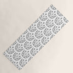 Mid Century Flower Pattern Gray Yoga Mat Gallery Image 1
