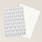 Mid Century Flower Pattern Gray Stationery Card Gallery Image 2