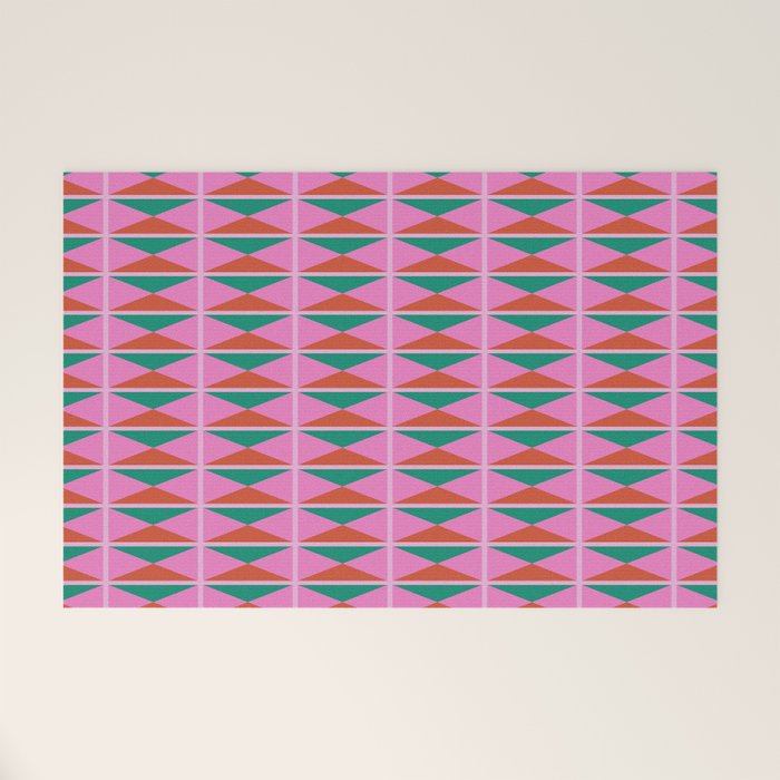 Retro Christmas Triangle Checkerboard Pattern Welcome Mat Gallery Image 1
