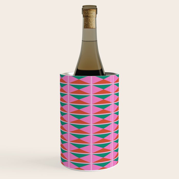 Retro Christmas Triangle Checkerboard Pattern Wine Chiller Gallery Image 2