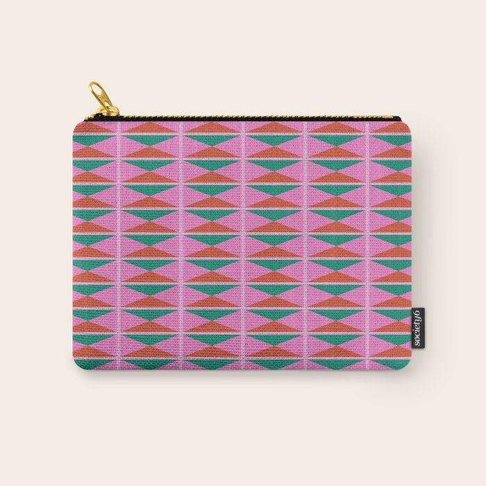 Retro Christmas Triangle Checkerboard Pattern Carry All Pouch Gallery Image 1