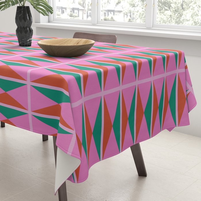 Retro Christmas Triangle Checkerboard Pattern Tablecloth Gallery Image 3
