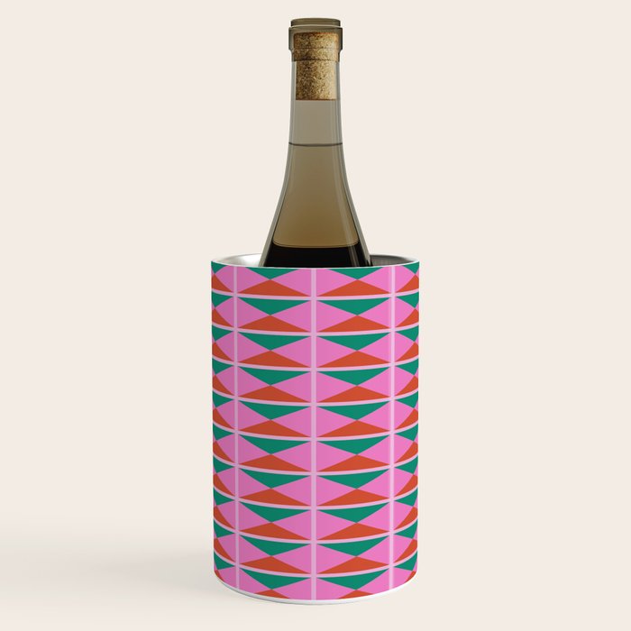 Retro Christmas Triangle Checkerboard Pattern Wine Chiller Gallery Image 1