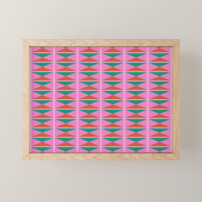 Retro Christmas Triangle Checkerboard Pattern Mini Art Print Gallery Image 1
