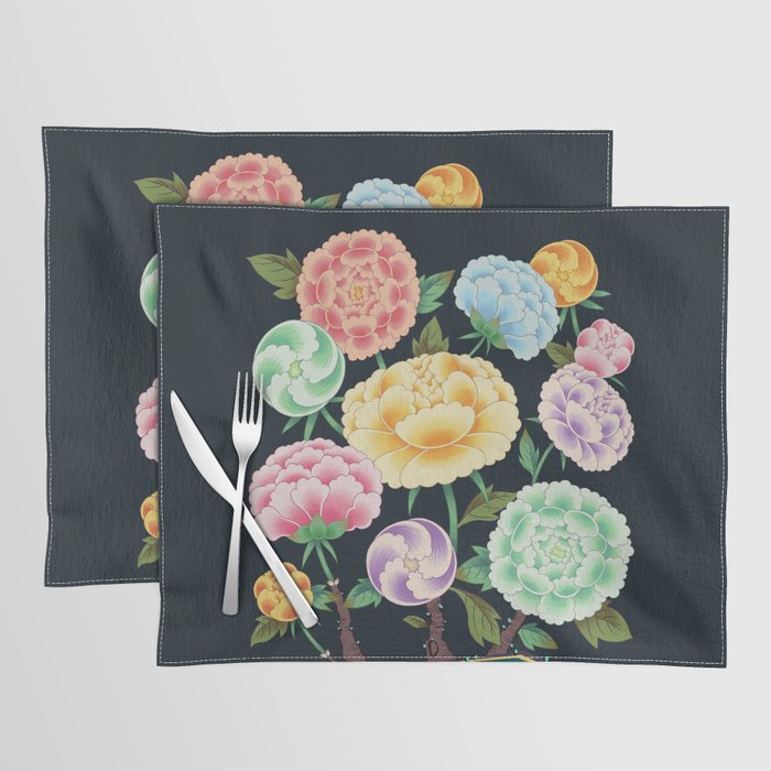 Minhwa(Korean traditional/folk art): Peony Flowers and Rock Placemat Gallery Image 1
