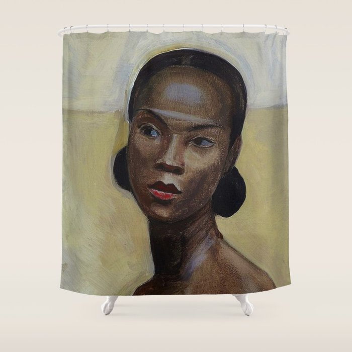 African American Masterpiece 'Portrait of a Black Woman' by Sergey Sudeikin  Shower Curtain Gallery Image 1