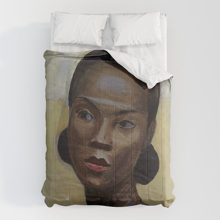 African American Masterpiece 'Portrait of a Black Woman' by Sergey Sudeikin  Comforter Gallery Image 6