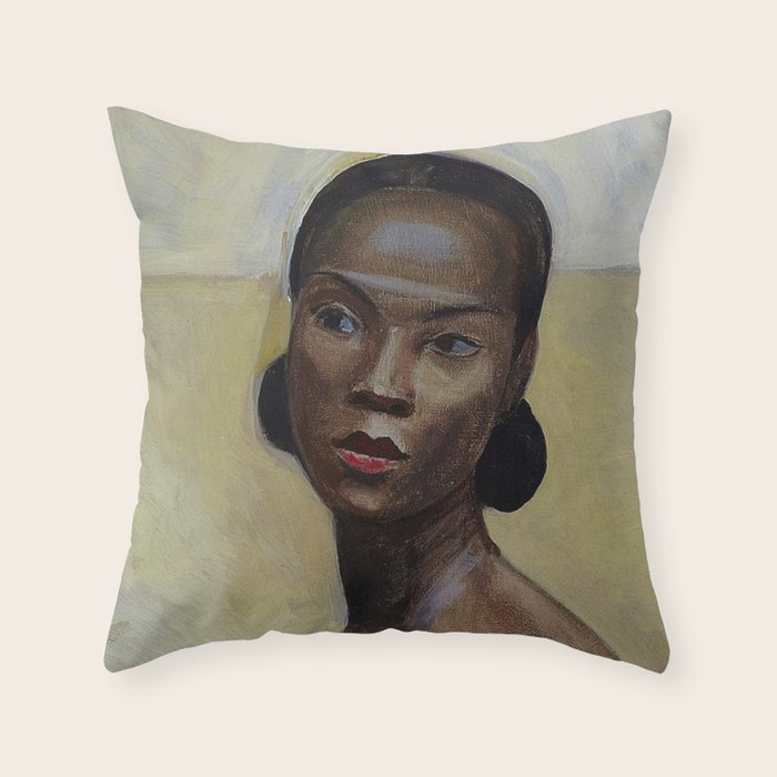 African American Masterpiece 'Portrait of a Black Woman' by Sergey Sudeikin  Throw Pillow Gallery Image 1