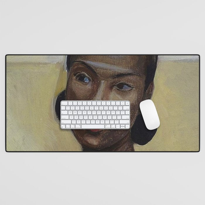African American Masterpiece 'Portrait of a Black Woman' by Sergey Sudeikin  Desk Mat Gallery Image 1