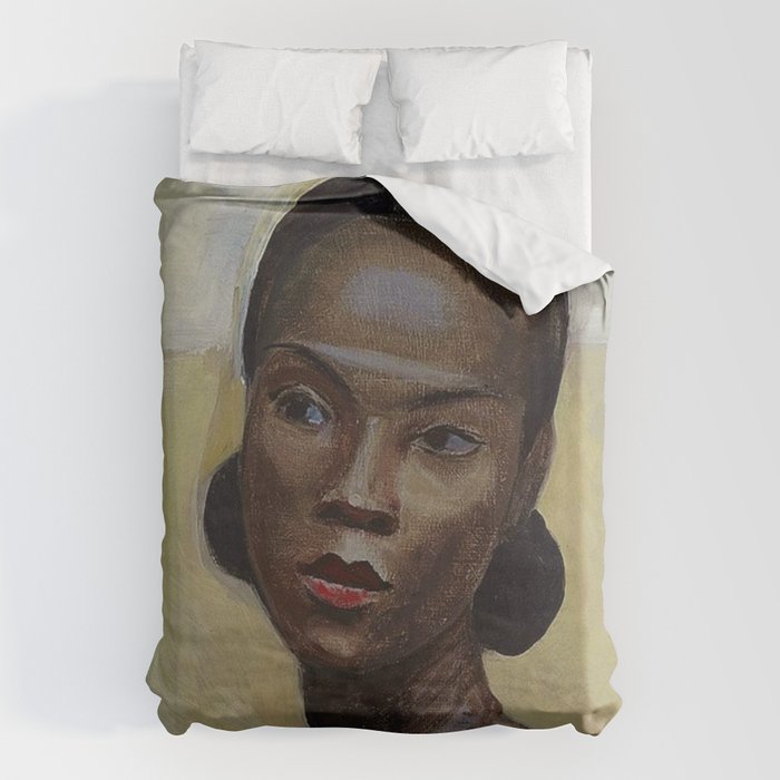 African American Masterpiece 'Portrait of a Black Woman' by Sergey Sudeikin  Duvet Cover Gallery Image 6