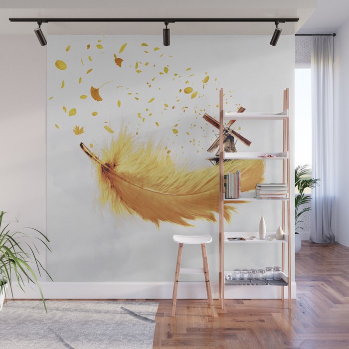 Air Feather â¢ Yellow Feather I Wall Mural Gallery Image 1