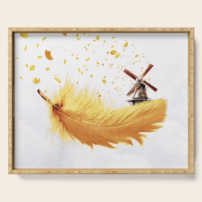 Air Feather â¢ Yellow Feather I Serving Tray Gallery Image 1