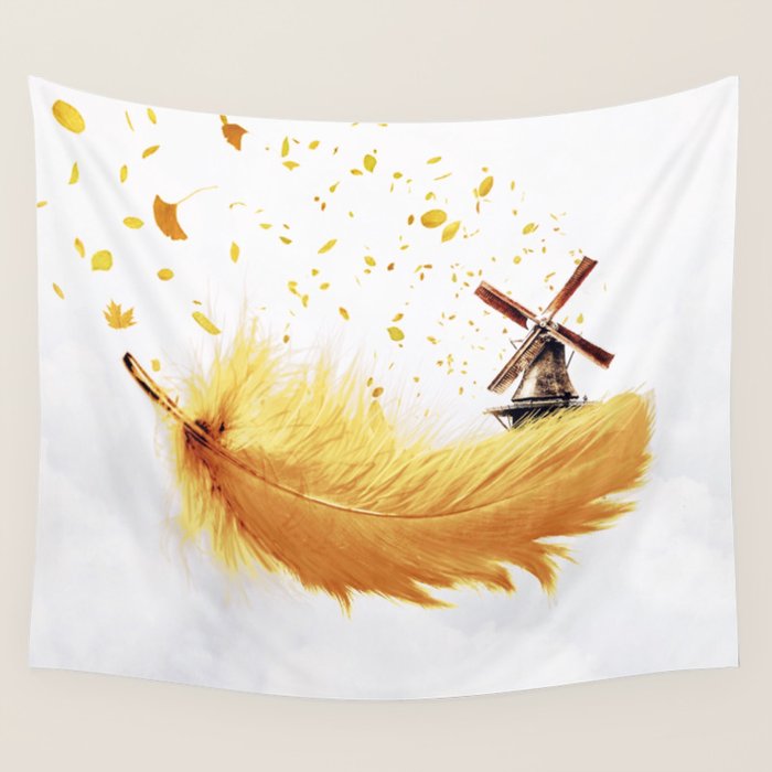 Air Feather â¢ Yellow Feather I Wall Tapestry Gallery Image 4