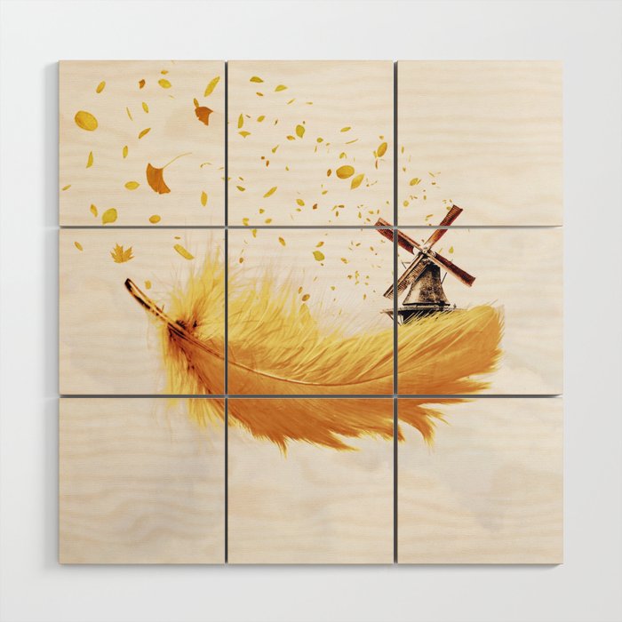 Air Feather â¢ Yellow Feather I Wood Wall Art Gallery Image 1