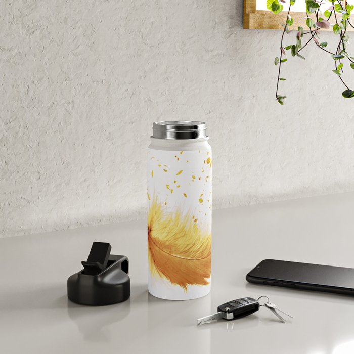 Air Feather â¢ Yellow Feather I Water Bottle Gallery Image 4