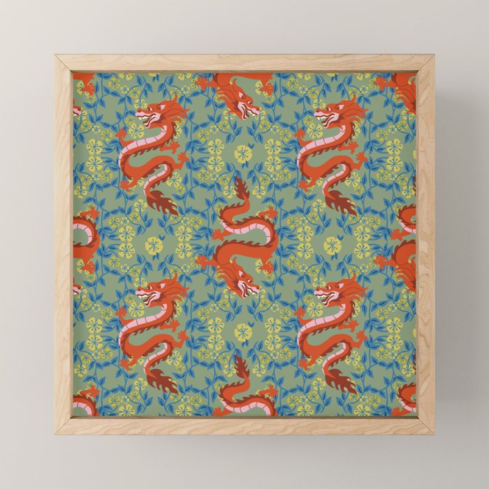 Floral Dragon Chinoiserie  Mini Art Print Gallery Image 1