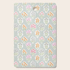 Ditsy Flower Sticker Bouquets on Blue and Cream Pinstripes Cutting Board Gallery Image 1