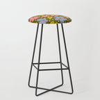 Retro Daisies - dark background  Stool Gallery Image 1