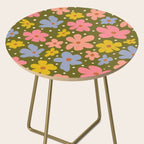 Retro Daisies - dark background  Side Table Gallery Image 2