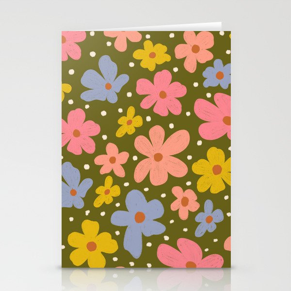 Retro Daisies - dark background  Stationery Card Gallery Image 2