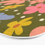 Retro Daisies - dark background  Bath Mat Gallery Image 3